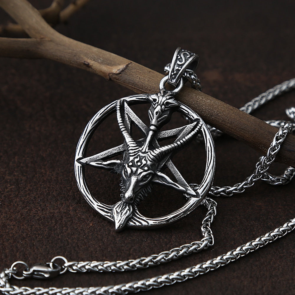 Retro Fashion Pentagram Satan Sheep Necklace For Men