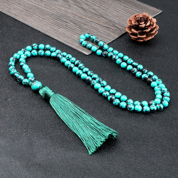 108 Jamamala Blue Pine Stone Beaded Necklaces &amp; Bracelets For Women