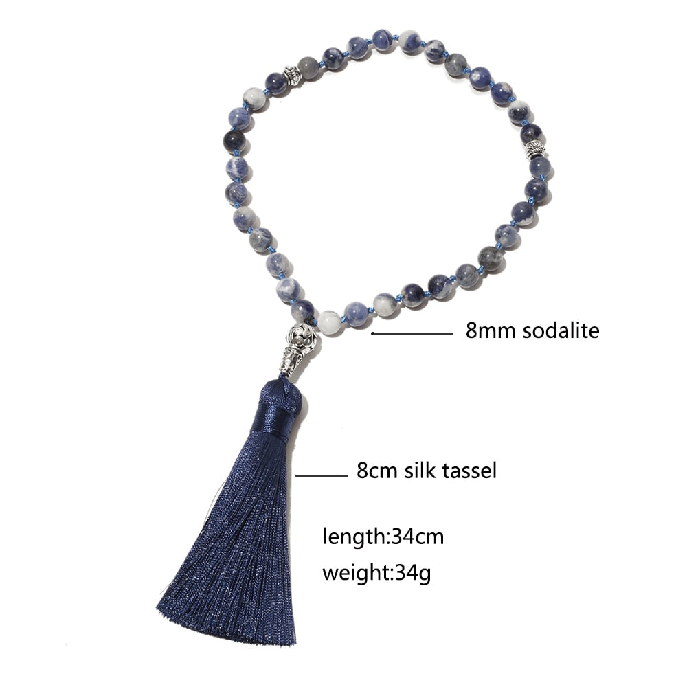 Islamic Muslim Tasbih Prayer Beads 8mm Sodalite Beads Knotted Tasbih 33 Beads Tasbih 99 Beads Jewelry