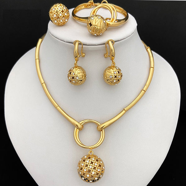 Beads Jewelry Set For Women Gold Plated Necklace Earring African Women