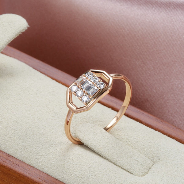 New Geometric Hexagon Square Natural Zircon Rings for Women