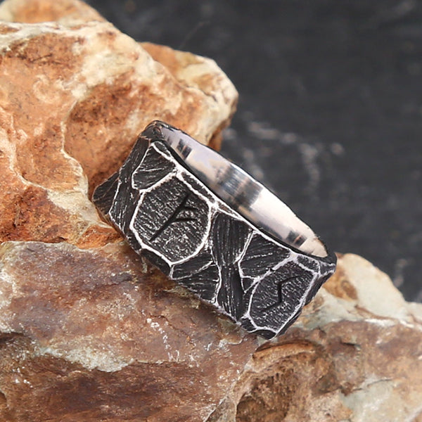 Vintage Stainless Steel Nordic Viking Rune Rings For Men Women