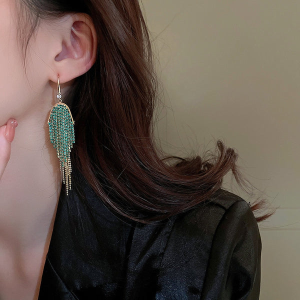 Beautiful Long Tassel Earrings With Shinning Rhinestones Personality  Party Jewelry Earings