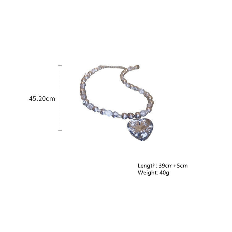 Fashion Love Heart Crystal Choker Necklaces for Women Ball Chain Necklaces