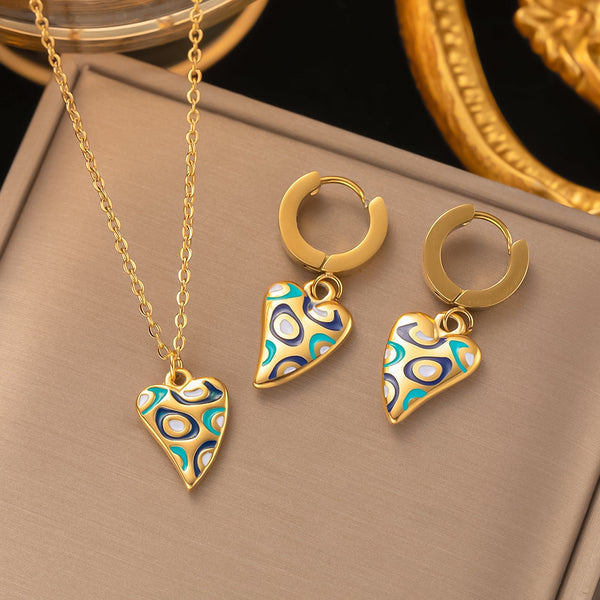 Fashion enamel Heart  shape Ear  Buckle 2 New heart necklace for women