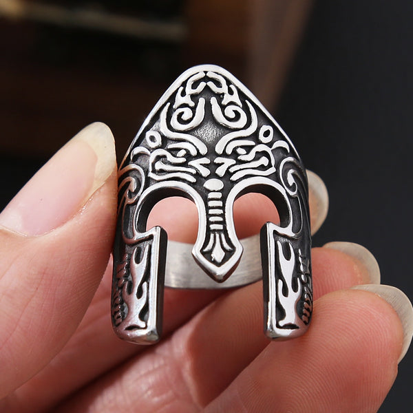 Vintage Viking Warrior Mens Spartan Helmet Ring