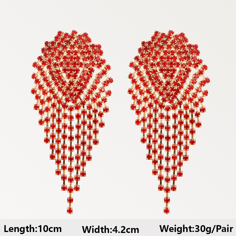 Red Dangle Drop Earrings For Women