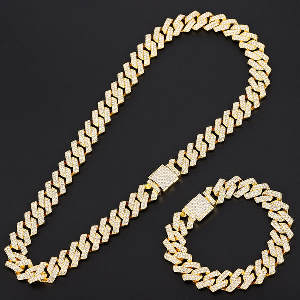 16mm Iced Out Cuban Necklace Chain Hip Hop Jewelry