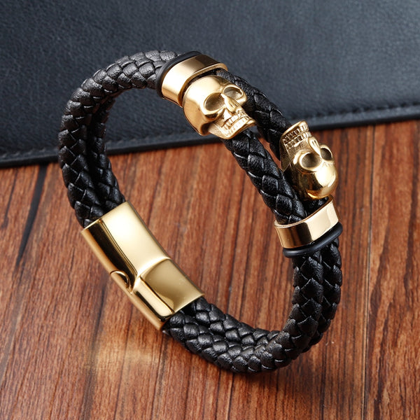 Hyperbole Men Jewelry Black Braided Leather Bracelets Men