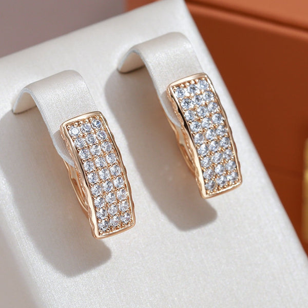 Luxury Full Inlay Zircon High Quality Square English Earrings