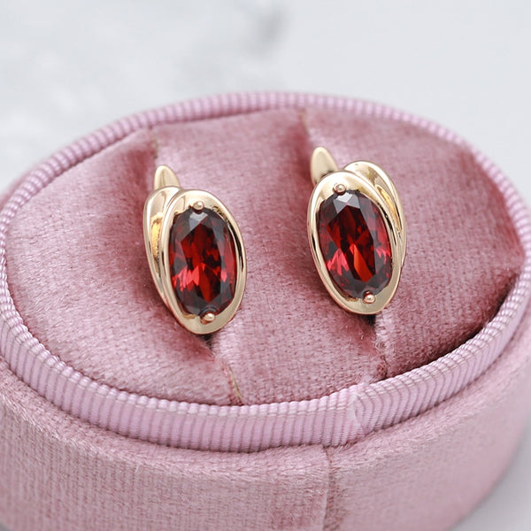 Fashion Wedding Jewelry Oval Geometric Zircon Earrings