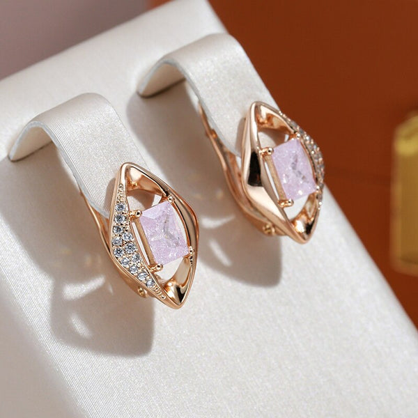 Elegant Diamond Shape Geometric Frosted Zircon Drop Earrings