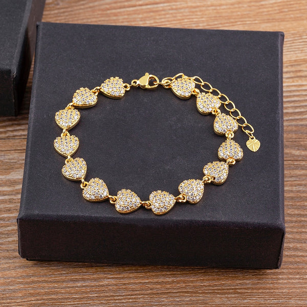 New Arrival Creative Design Luxury Gold Color Chain Bracelets Love Heart Bangle for Women