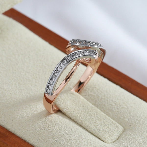 Elegant Geometric Design Full Bling Zircon Silver Color Texture Rings for Women