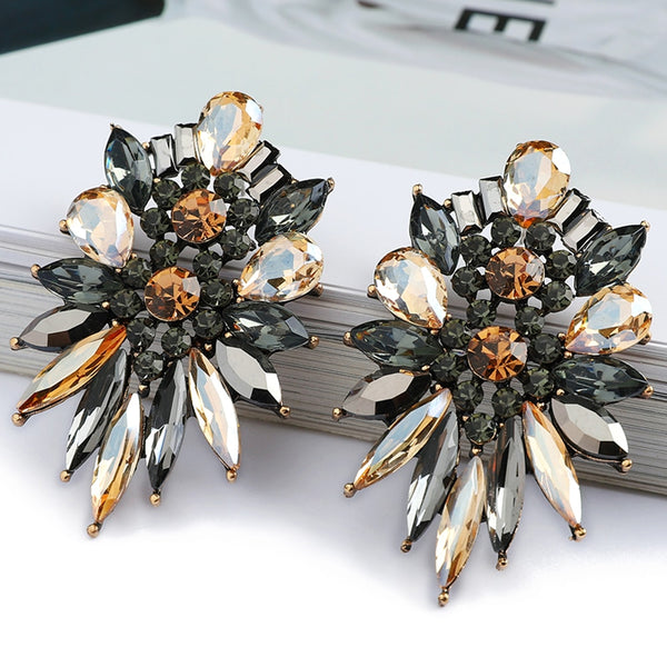 Vintage Irregular Geometric Crystal Stud Earrings For Women