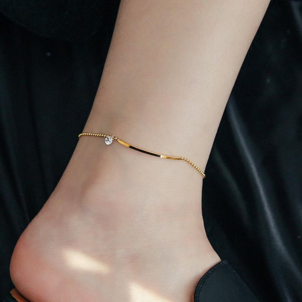 Gold Color Simple Fashion Zirconia Anklet for Women