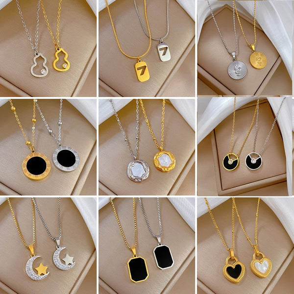 Gold Silver Color Fashion Simple Heart Geometric Pendant Necklace For Women