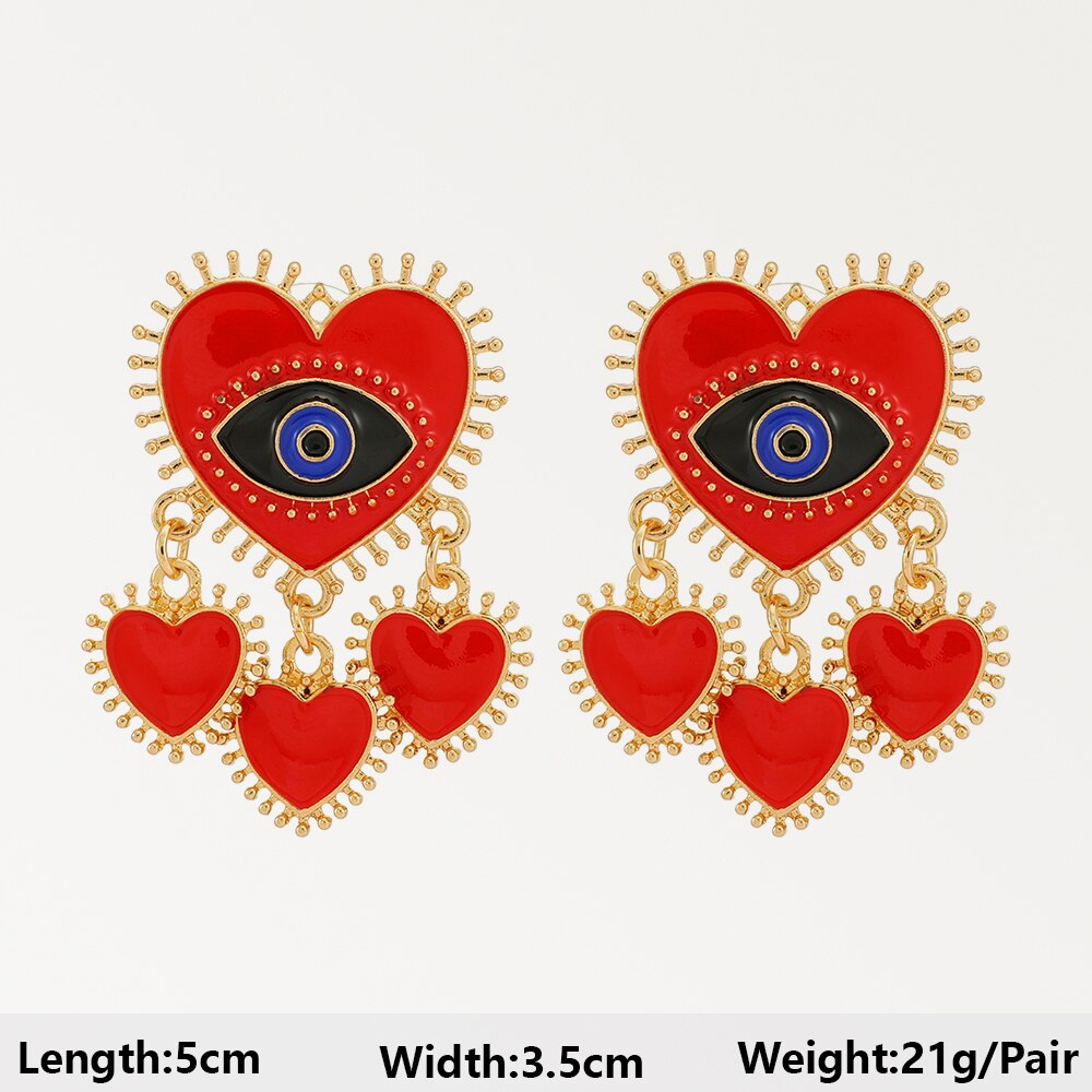 Red Dangle Drop Earrings For Women