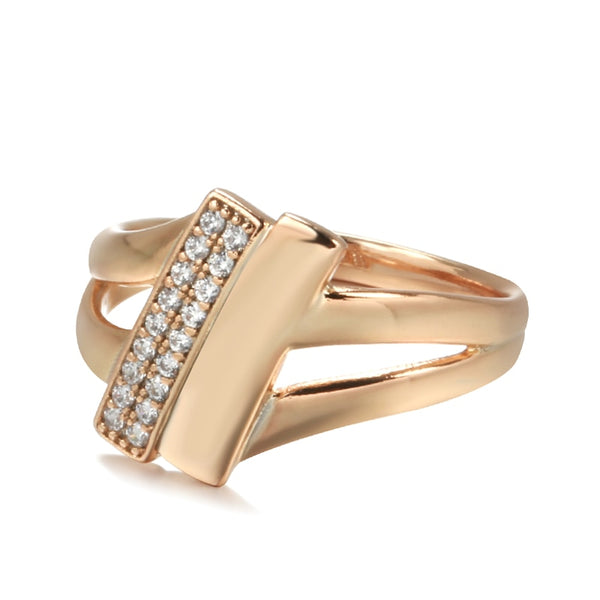 Trend Slanted Rectangle Double Natural Zircon Women's Rings