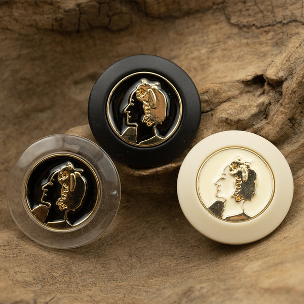 5pcs Lady Manor Luxury Buttons Transparent  Original Glod Black Transparent Metal Button