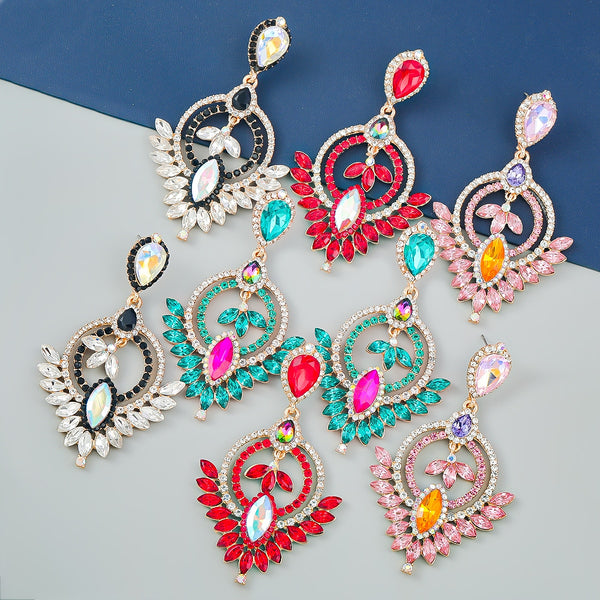 Fashion Metal Rhinestone Geometric Earrings Women