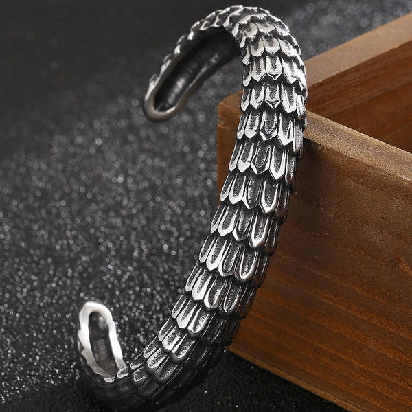 Vintage Stainless Steel Opening Cuff Bangle Bracelet For Men