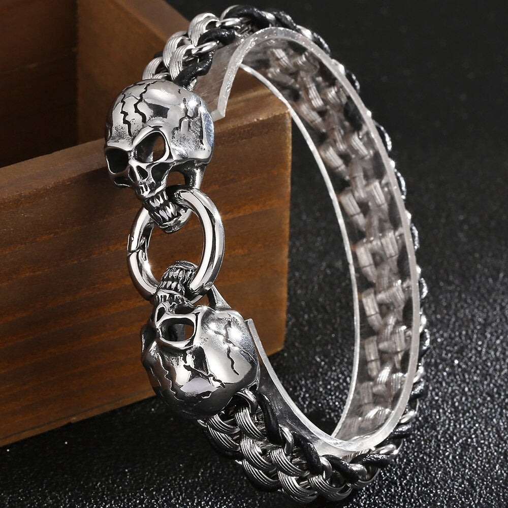 Goth Skull Lion Head Chain Man Bracelet Homme For Men