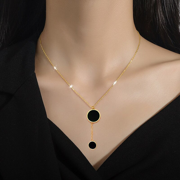 Gold Plated Necklaces Geometric Luxury Elegance Round Pendants Clavicle Chains Necklace For Women