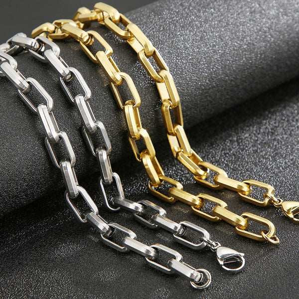 Waterproof Men's Necklaces 9MM Wide Link Chain Necklace Man