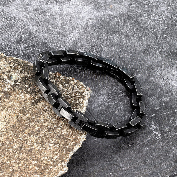 10mm Wide Men Stainless Steel Vintage Black Bicycle Chain Bracelet