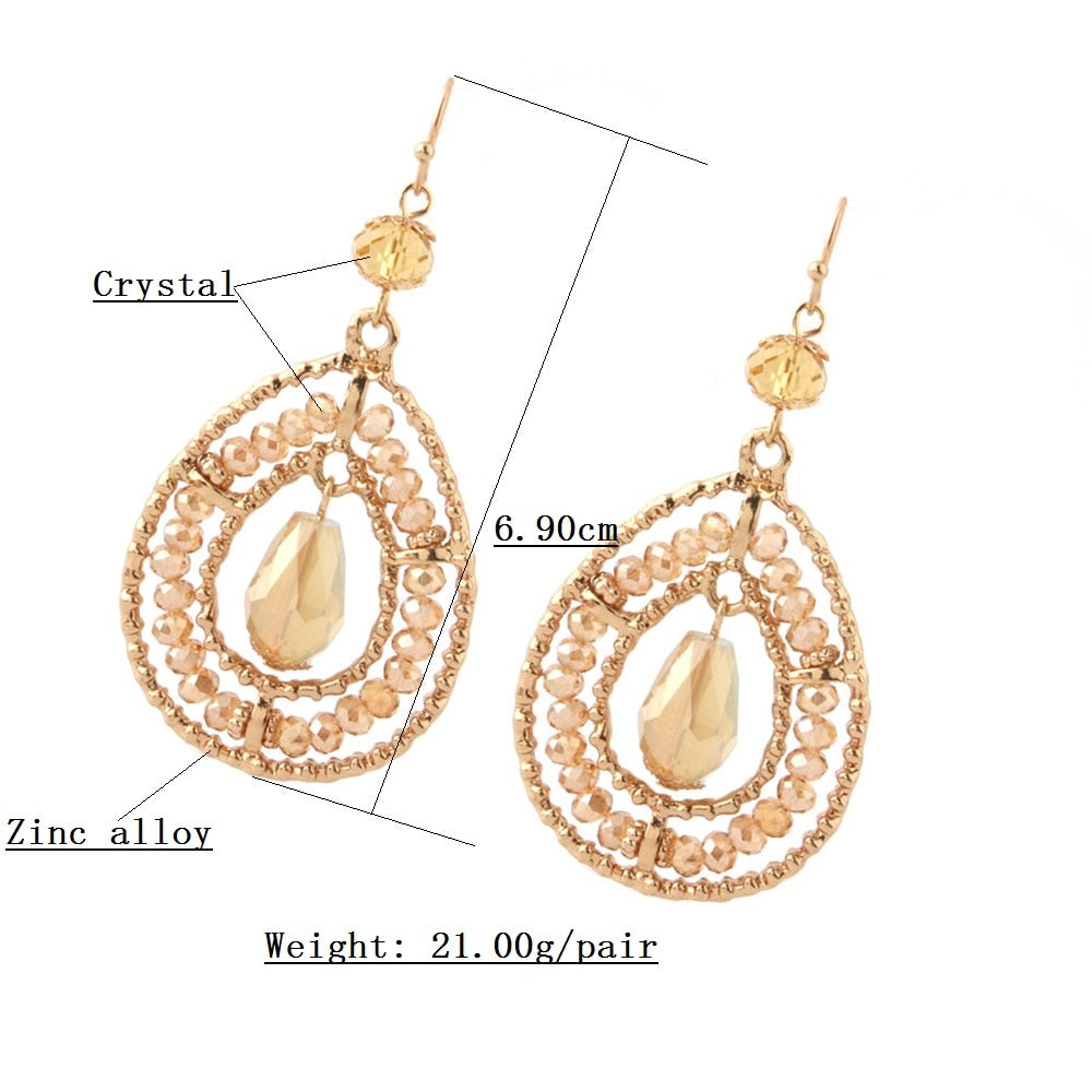 Statement Handmade Crystal Beads Water Drop Earrings for Women