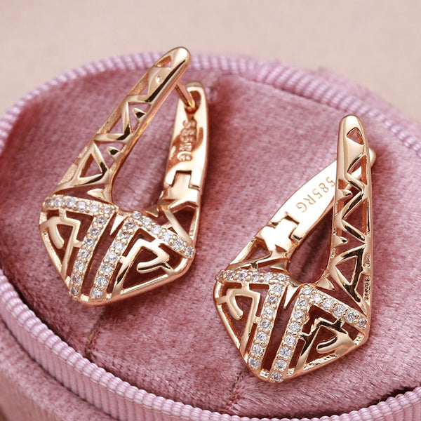 New Geometric Rectangle 585 Gold Drop Earrings for Women