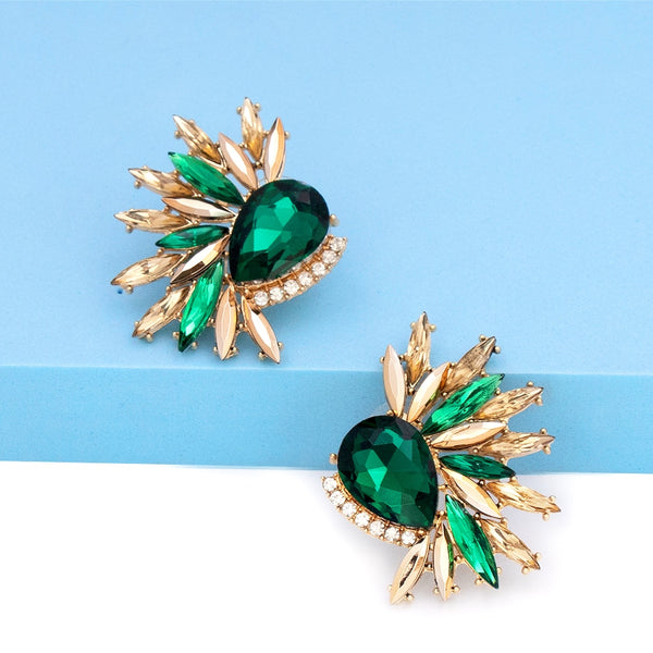 New Wings Green Rhinestone Earring For Women Crystal Drop Earrings