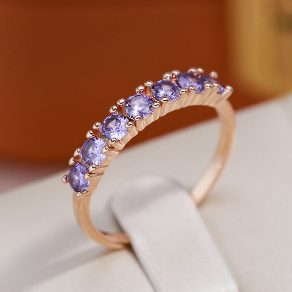 Simple Purple Zircon Girls Finger Rings Stackable Personality Party Daily Jewelry for Women