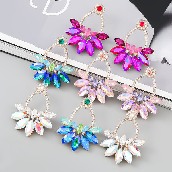 Fashion Metal Rhinestone Geometric Earrings Women