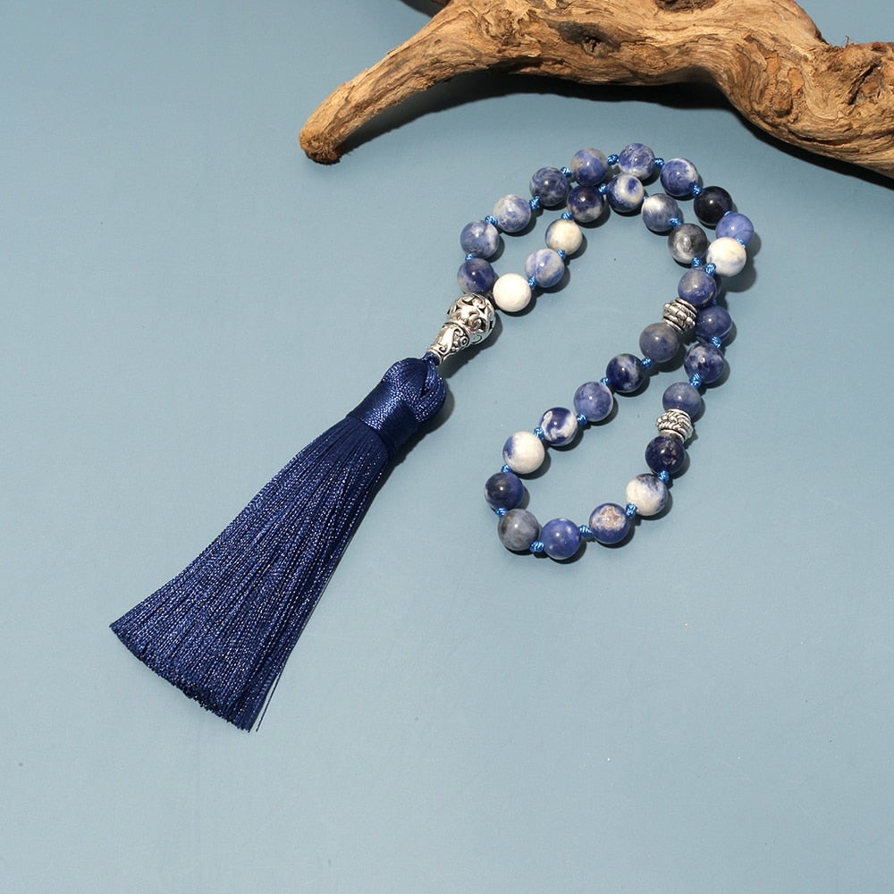 Islamic Muslim Tasbih Prayer Beads 8mm Sodalite Beads Knotted Tasbih 33 Beads Tasbih 99 Beads Jewelry