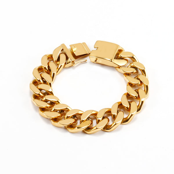 20mm Golden Curb Cuban Link Chain Bracelets for Men and Women