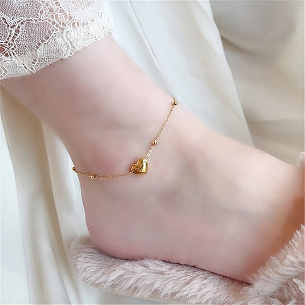 Double Layer Heart Beads Anklet for Women