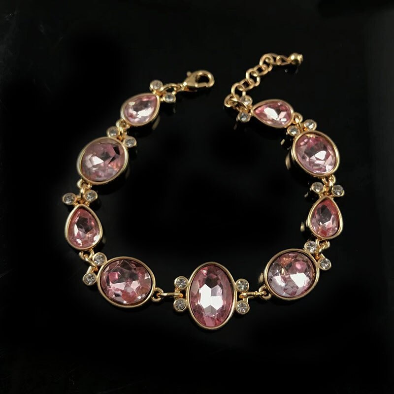 New Fashion Retro Luxury Bracelets Imitated Ruby Red Heart-shaped Crystal Bracelets