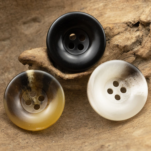 15mm-27.5mm Horn Imitation Button with Thick Rim 4 Hole Round Buttons