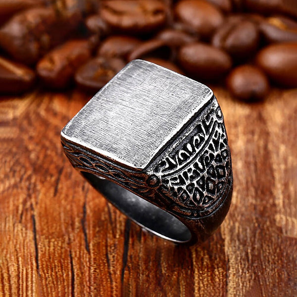 Vintage Unique Stainless Steel Carved Ring For Men Women