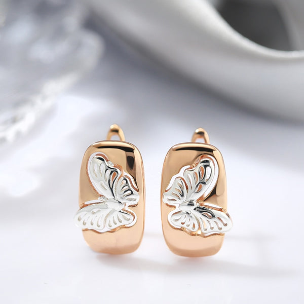 Minimalist Silver Color Smooth Butterfly Women's Drop Earrings