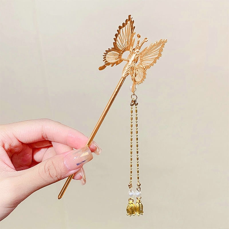 1PC Pearl Tassel Butterfly Hair Claw