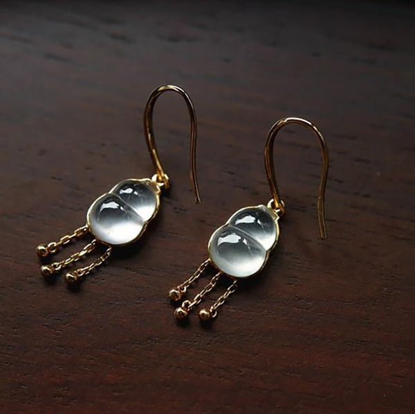 New original design natural chalcedony gourd tassel craft Earring