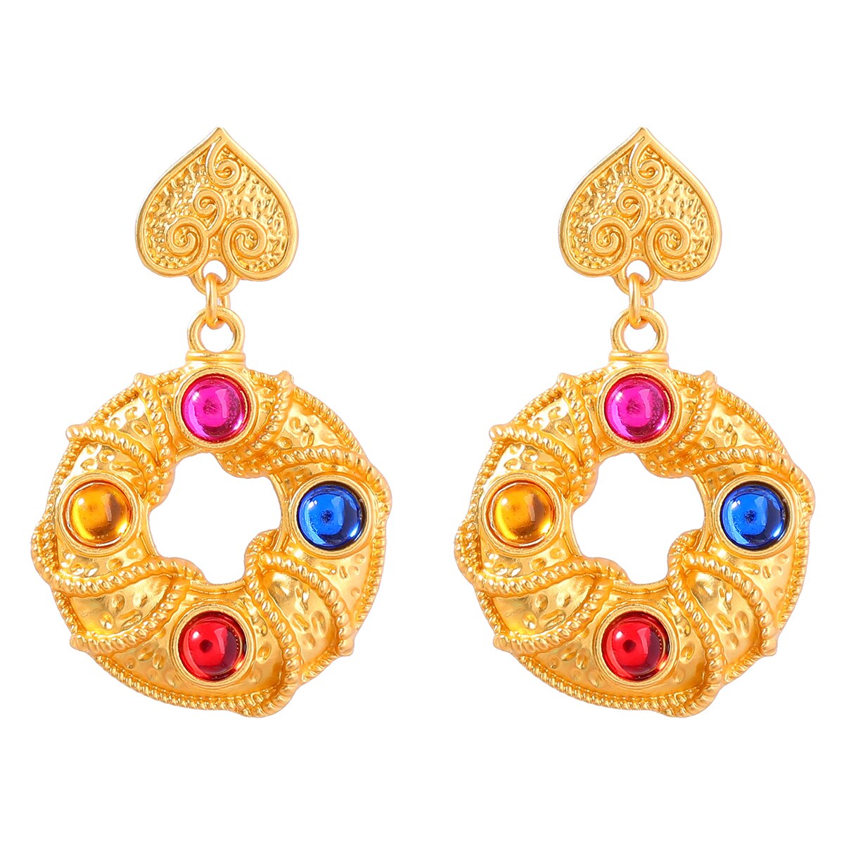 Metal Rhinestone Gold-color Geometric Earrings Women