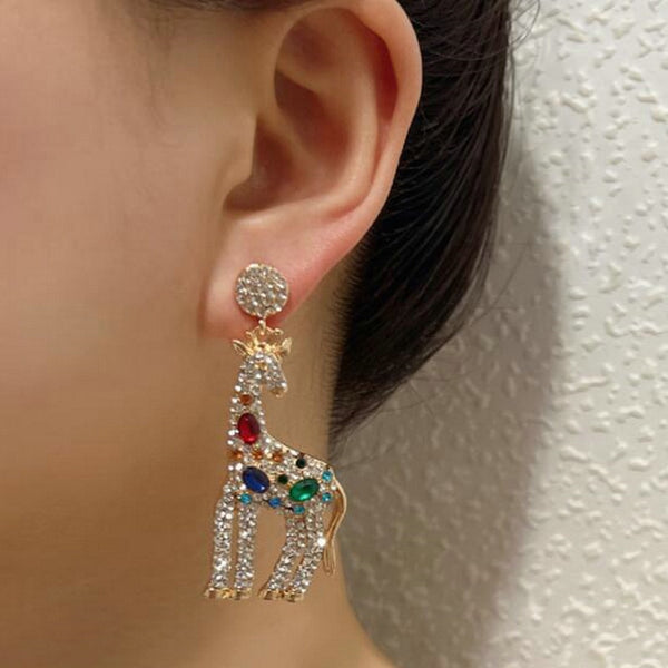 Fashion Luxury Rhinestone Earring For Women Giraffe Earrings Women