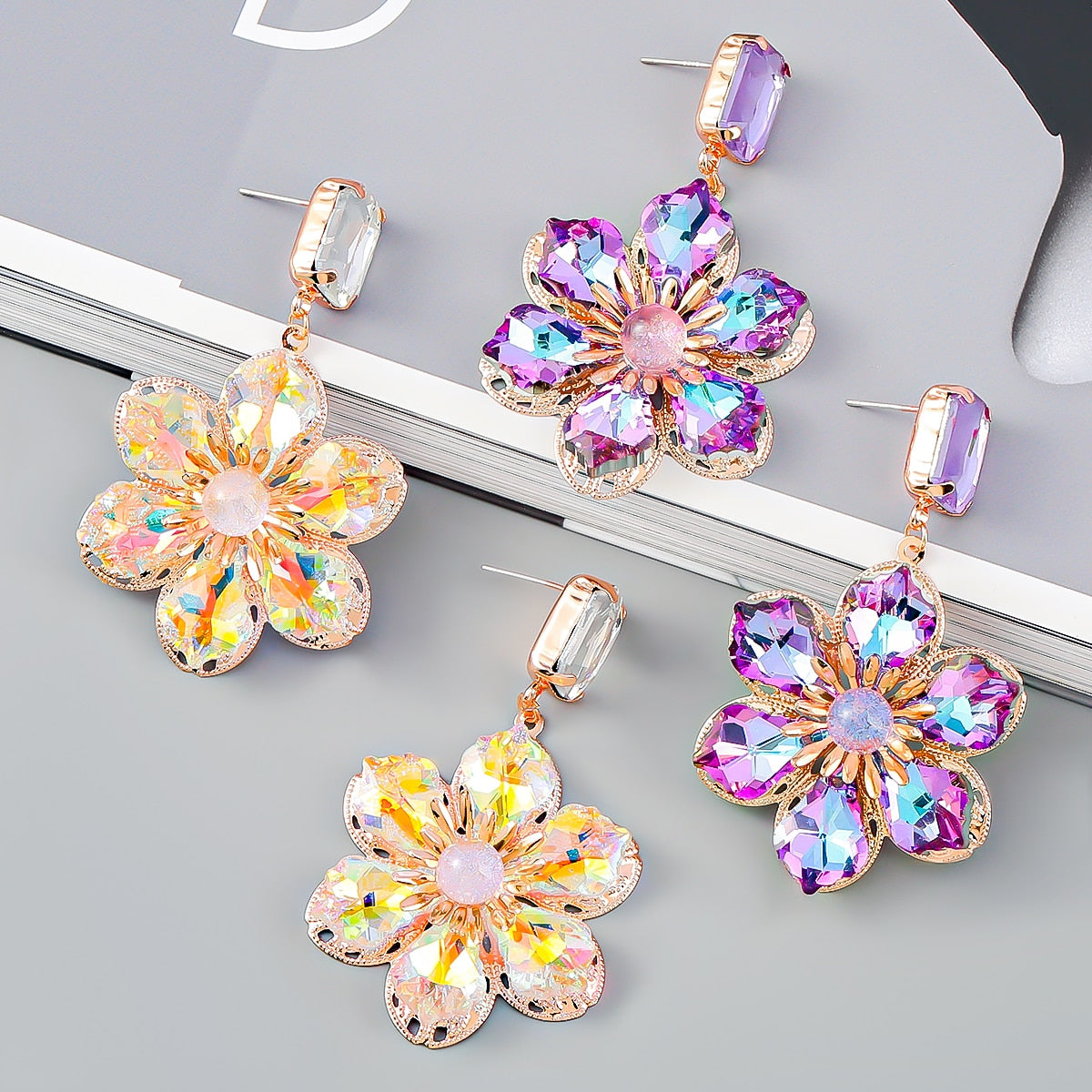 Fashion Metal Flower Geometric Earrings Women