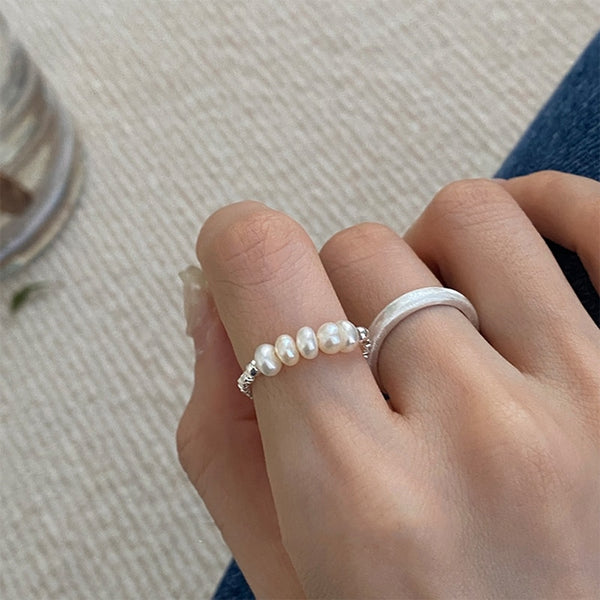 Korean Elegant Freshwater Pearl Rings For Women