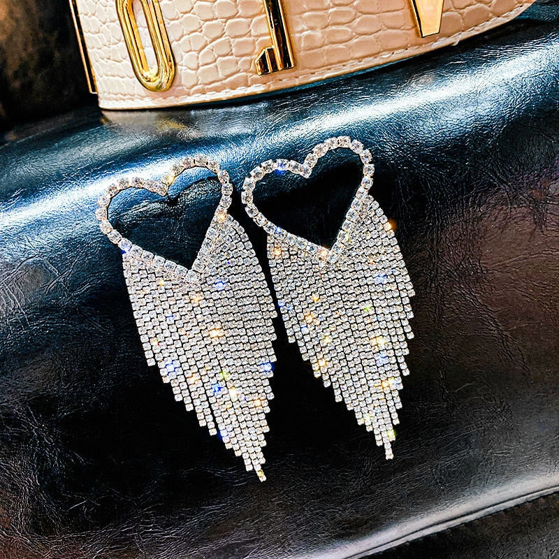 Fashion Long Tassel Rhinestone Drop Earrings for Women