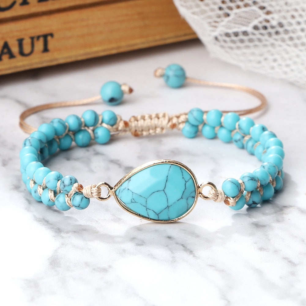 Natural Blue Howlite Stone Beads Bracelets For Women Men